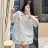 SET BỘ NGẮN FORM QUẦN BÍ HOẠ TIẾT SỌC NƠ NHỎ CHẤT ĐŨI HÀN MỀM MỊN FORM RỘNG - SEJO - 8227 - JEMCLOSET