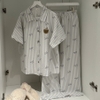 SET BỘ ĐỒ QUẦN DÀI ÁO TAY NGẮN TIẾT SỌC NƠ FORM RỘNG CHẤT ĐŨI - LINE - 8215 - JEMCLOSET