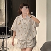 SET BỘ NGẮN FORM QUẦN BÍ HOẠ TIẾT SỌC NƠ GẤU CHẤT ĐŨI SỌC HÀN MỊN 100% COTTON FORM RỘNG - LOEN - 8226