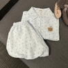 SET BỘ NGẮN FORM QUẦN BÍ HOẠ TIẾT SỌC NƠ CHẤT ĐŨI SỌC HÀN FORM RỘNG - NOJI - 8225 - JEMCLOSET