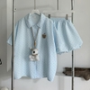 SET BỘ ĐỒ ÁO TAY NGẮN + QUẦN NGẮN FORM BÍ CHẤT VẢI ĐŨI FORM RỘNG - YOIN - 8231 - JEMCLOSET