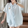 [Jemcloset] SET BỘ ĐỒ QUẦN NGẮN BÍ+ TAY NGẮN FORM RỘNG HOẠ TIẾT CHẤM BI CHẤT ĐŨI HÀN MỊN - ZALY - 8236