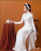 Áo dài truyền thống đính cườm kèm theo nón kiểu cách cô thắm - VN Long dress