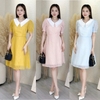 Đầm xòe voan giọt nước phói cổ trắng - GR0263