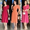 Đầm xòe đính hoa đính ngọc, cổ vuông, tay phồng - GR0308