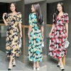 Đầm maxi form dài họa tiết, đính nút, phối ren, tay phồng - GR0317