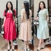 Set bộ áo phối cổ trắng nút rời, chân váy xếp ly có dây kéo hông, có túi - GR0330
