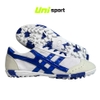 Giày Đá Banh Bata Warrior Ráp Đế Rằn Ri TF - Trắng Xanh