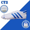 Giày Đá Banh CT3 Trắng Sọc Xanh Da