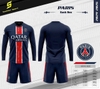 Áo Đá Banh Tay Dài Paris Xanh Đen 24/25