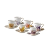 Bộ 6 chén và đĩa uống cafe Royal Copenhagen, họa tiết Flora Morning Glory 10cl