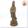 Tượng Quan Âm Bồ Tát Cầm Chuỗi_Chất Liệu Đồng Nâu Dạ Cổ_Cao 26cm