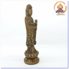 Tượng Quan Âm Bồ Tát Đứng Cầm Gậy Như Ý_Chất Liệu Đồng Nâu Dạ Cổ_Cao 19cm