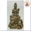 Tượng Quan Âm Bồ Tát Cầm Sen Ngọc Như Ý_Chất liệu Đồng Nâu Dạ Cổ_Cao 36cm