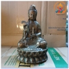 Tượng Quan Âm Bồ Tát Ngồi Cầm Bông Lúa_Chất liệu Đồng Nâu Dạ Cổ_Cao 20cm