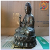 Tượng Quan Âm Bồ Tát Ngồi Cầm Bông Lúa_Chất liệu Đồng Nâu Dạ Cổ_Cao 20cm