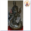 Tượng Quan Âm Tự Tại Bồ Tát Ngồi Lá Sen Chất  liệu Đồng Nâu Dạ Cổ_Cao 15cm