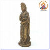 Tượng Quan Âm Bồ Tát Đứng Cầm Gậy Như Ý_Chất Liệu Đồng Nâu Dạ Cổ_Cao 19cm