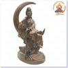 Tượng Quan Âm Bồ Tát Ngồi Mặt Trăng_Chất liệu Đồng Nâu_Cao 37cm