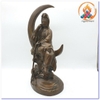Tượng Quan Âm Bồ Tát Ngồi Mặt Trăng_Chất liệu Đồng Nâu_Cao 37cm