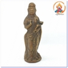 Tượng Quan Âm Bồ Tát Đứng Cầm Gậy Như Ý_Chất Liệu Đồng Nâu Dạ Cổ_Cao 19cm