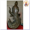 Tượng Quan Âm Tự Tại Bồ Tát Ngồi Lá Sen Chất  liệu Đồng Nâu Dạ Cổ_Cao 15cm