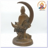 Tượng Quan Âm Bồ Tát Ngồi Mặt Trăng_Chất liệu Đồng Nâu_Cao 37cm