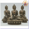 Tượng Phật Tam Tôn (Áo Khắc Cuộc Đời Phật)_Chất liệu Đồng Nâu Dạ Cổ_Cao 22cm