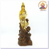 Tượng Quan Âm Bồ Tát Đứng Rồng_Chất liệu Đồng Dát Vàng_Cao 36cm