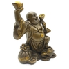 Tượng Di Lặc Bồ Tát Cầm Gậy Như Ý_Chất liệu Đồng Nâu Dạ Cổ_Cao 18cm