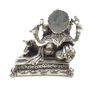 Tượng Thần Voi Ngồi Ngai Cầm Cục Vàng_Chất liệu Đồng Mạ Bạc_Cao 11cm