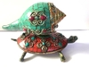 Bộ Ốc Pháp Loa Đính Đá Lam Ngọc 12x18cm-rộng 13cm-CN 1600gr