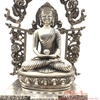 Tượng Phật A Di Đà Ngồi Ngai Rồng_Chất liệu Đồng Mạ Bạc_Cao 40cm