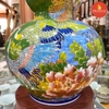 Hồ lô H60 Chim hạc nền xanh lá Vẽ vàng kim