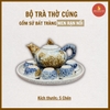 Bộ trà thờ men rạn nổi vẽ Sen [GỐM SỨ BÁT TRÀNG]