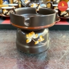 Bộ ấm chén men nâu sen vàng