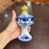 Đèn dầu thờ dáng vai vuông men lam vẽ sen [GỐM SỨ BÁT TRÀNG]