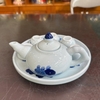 Bộ trà cúng men lam vẽ sen [GỐM SỨ BÁT TRÀNG]