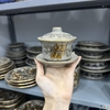 Bát nước (Bát Sâm) men rạn nổi Vẽ Vàng 24K [GỐM SỨ BÁT TRÀNG]