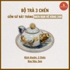 Bộ trà thờ men rạn nổi vẽ Sen Vẽ Vàng 24K [GỐM SỨ BÁT TRÀNG]