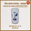 Ống hương sen men lam cổ vẽ vàng [GỐM SỨ BÁT TRÀNG]