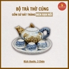 Bộ trà thờ men rạn nổi vẽ Sen [GỐM SỨ BÁT TRÀNG]