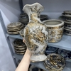 Lọ hoa miệng lượn men rạn nổi vẽ Vàng 24K [GỐM SỨ BÁT TRÀNG]