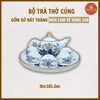 Bộ trà cúng men lam cổ vẽ vàng [GỐM SỨ BÁT TRÀNG]