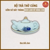 Bộ trà cúng men lam cổ vẽ vàng [GỐM SỨ BÁT TRÀNG]