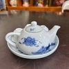 Bộ trà cúng men lam vẽ sen [GỐM SỨ BÁT TRÀNG]