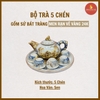 Bộ trà thờ men rạn nổi vẽ Sen Vẽ Vàng 24K [GỐM SỨ BÁT TRÀNG]