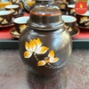 Bộ ấm chén men nâu sen vàng