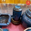 Bộ ấm chén men hỏa biến xanh rêu