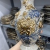Lọ hoa miệng lượn men rạn nổi vẽ Vàng 24K [GỐM SỨ BÁT TRÀNG]